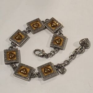 Brighton Square Yellow Floating Heart‎ Silver Bracelet